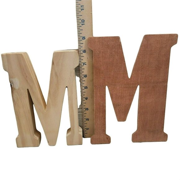 2 Unfinished Wooden Monogram Alphabet Letters Letter M Crafts Rustic Wall Decor - Picture 1 of 5